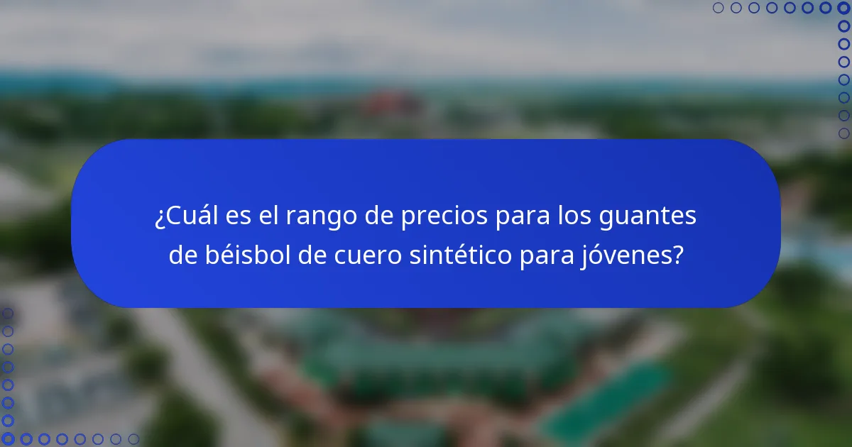 ¿Cuál es el rango de precios para los guantes de béisbol de cuero sintético para jóvenes?