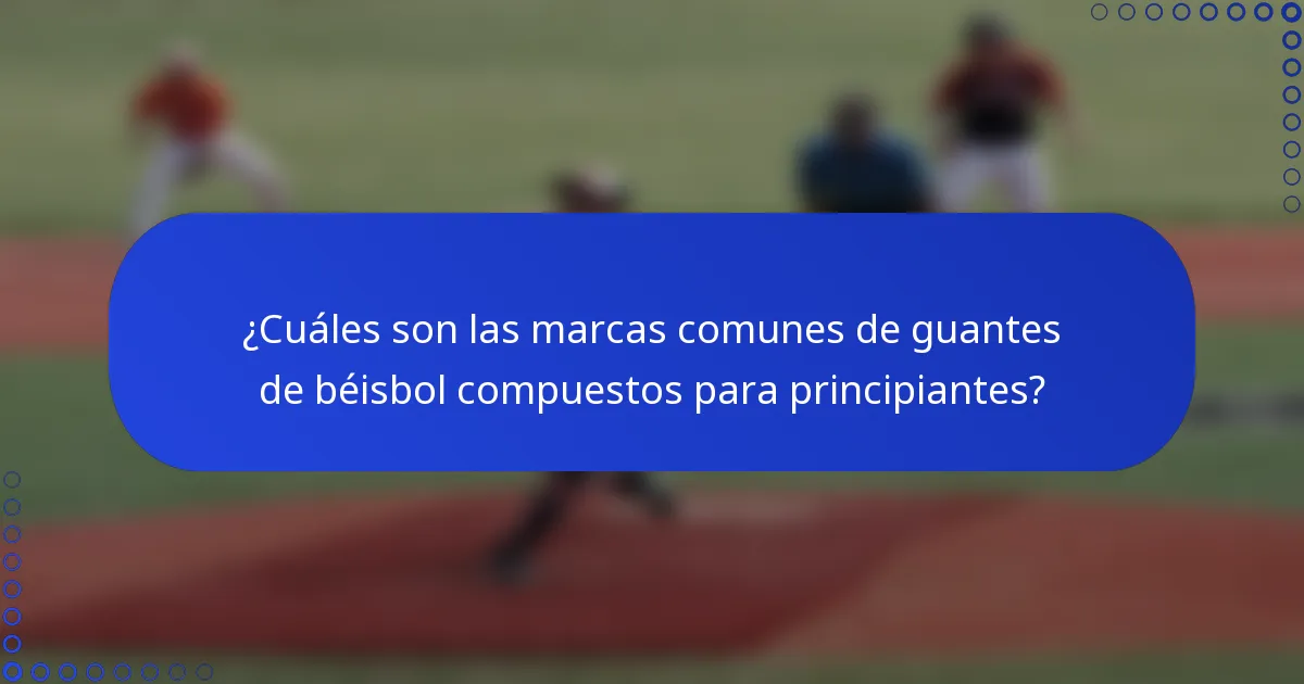 ¿Cuáles son las marcas comunes de guantes de béisbol compuestos para principiantes?