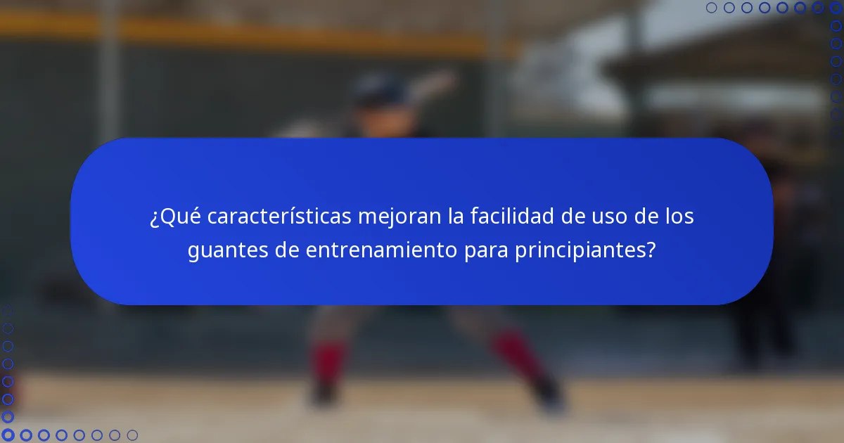 ¿Qué características mejoran la facilidad de uso de los guantes de entrenamiento para principiantes?