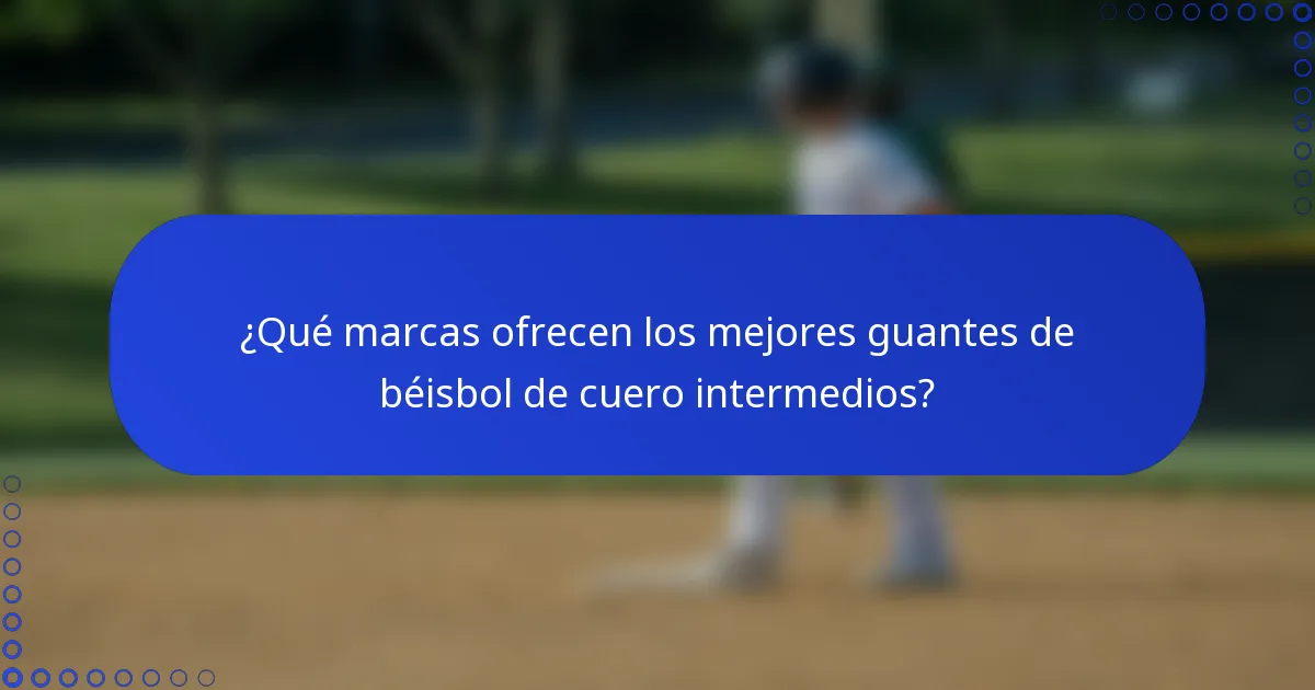 ¿Qué marcas ofrecen los mejores guantes de béisbol de cuero intermedios?