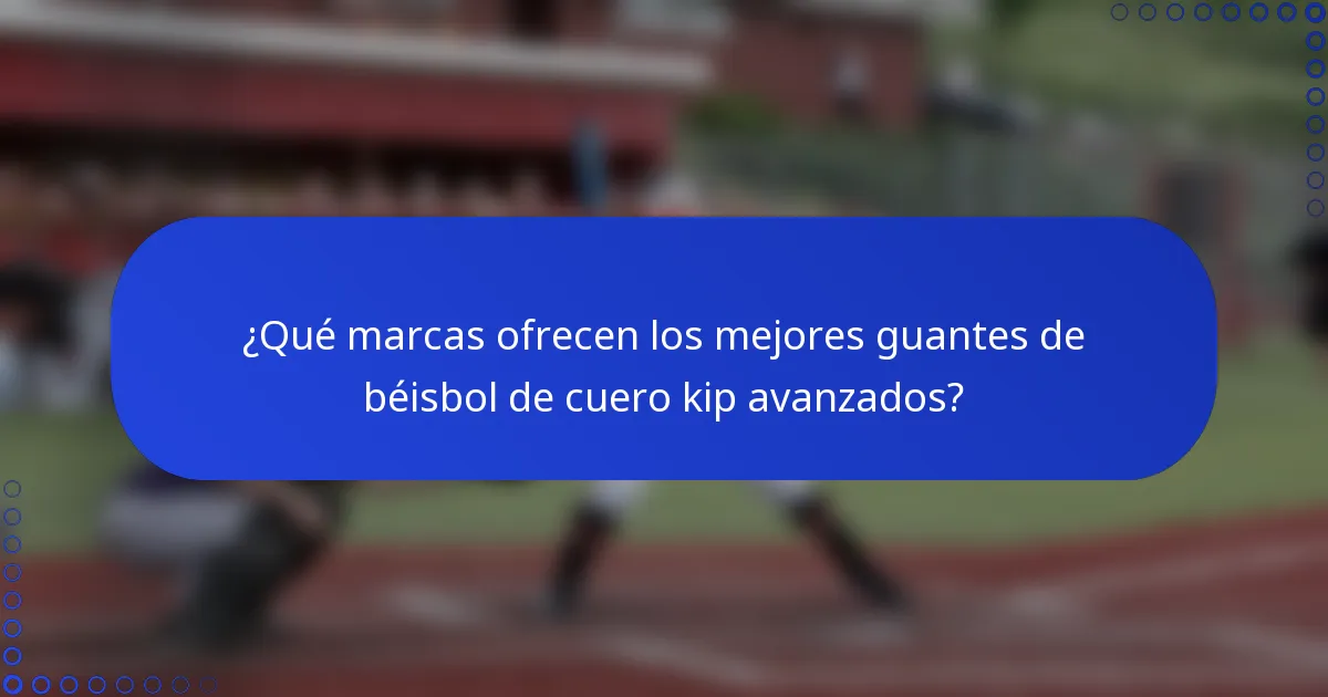 ¿Qué marcas ofrecen los mejores guantes de béisbol de cuero kip avanzados?