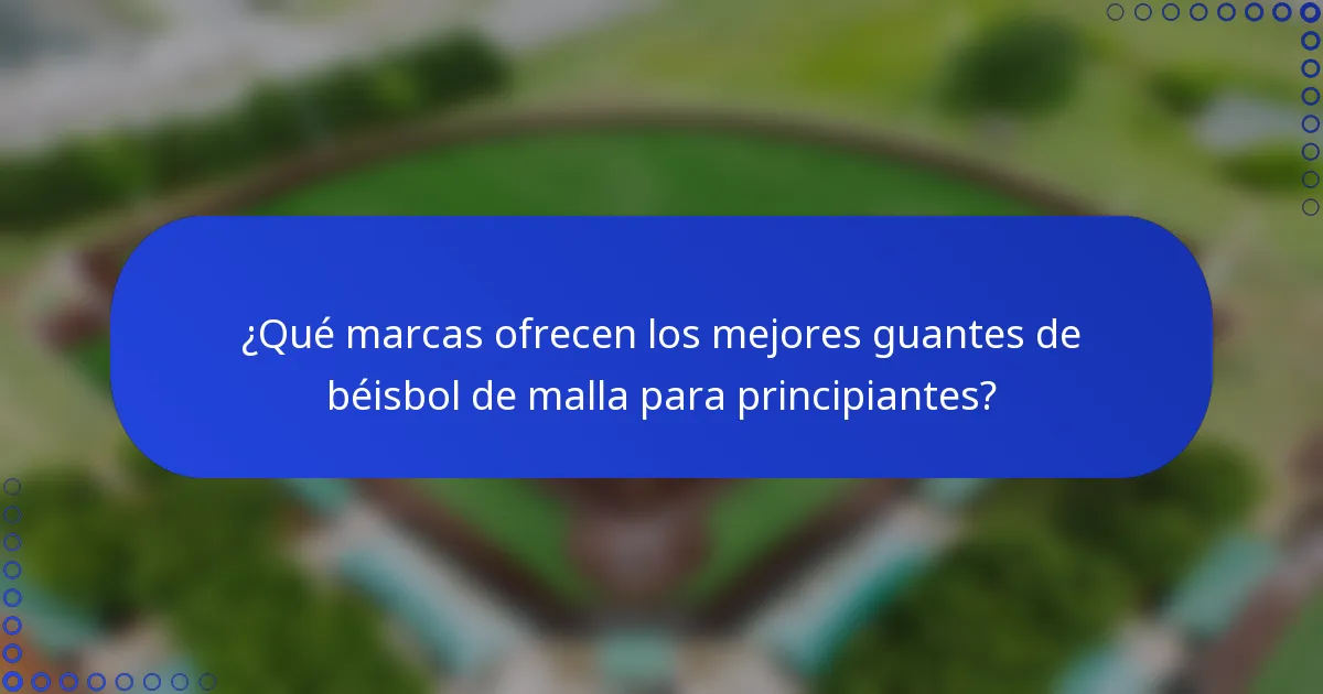 ¿Qué marcas ofrecen los mejores guantes de béisbol de malla para principiantes?