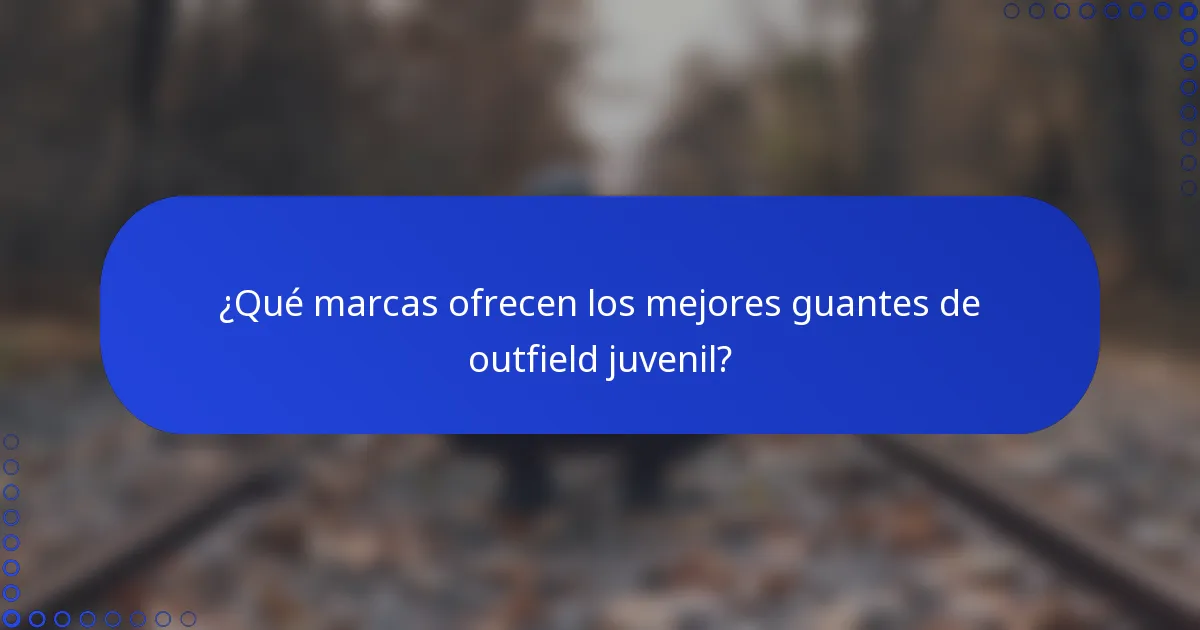 ¿Qué marcas ofrecen los mejores guantes de outfield juvenil?