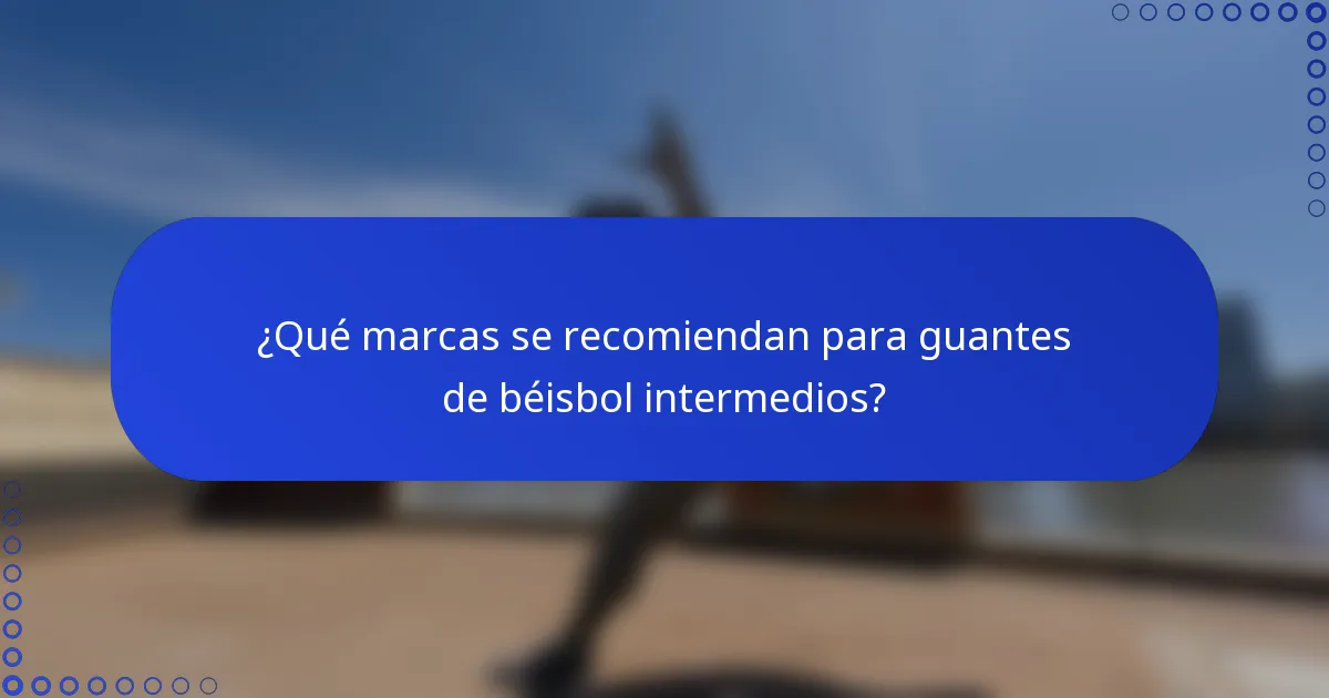 ¿Qué marcas se recomiendan para guantes de béisbol intermedios?
