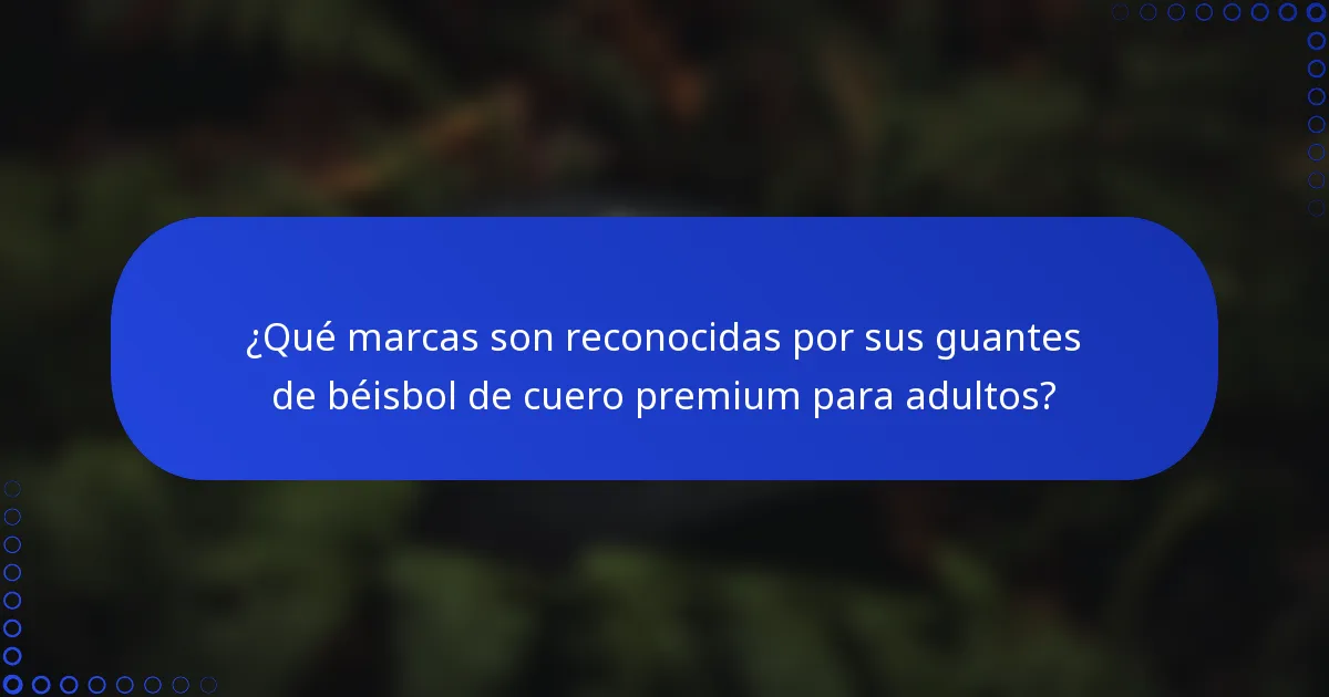 ¿Qué marcas son reconocidas por sus guantes de béisbol de cuero premium para adultos?